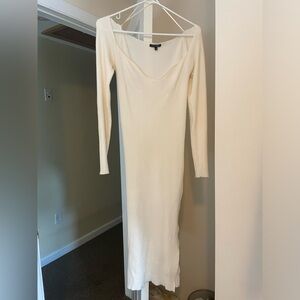 Cream Paper Moon Rib Knit Dress